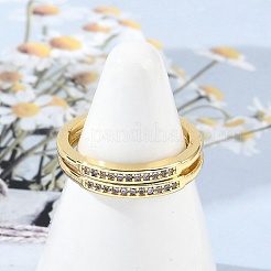 Открытые манжеты из латуни с микропаве и цирконием для женщин&nbsp;RJEW-R011-01G-02