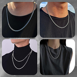 Collier chaîne cubaine en acier inoxydable 304 (1 pièce) pour homme et femme&nbsp;NJEW-BM0001-08D