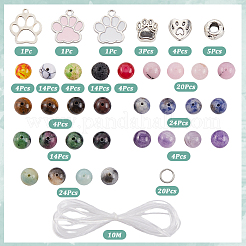 Наборы для самостоятельного изготовления браслетов из круглых бусин из натуральных и синтетических драгоценных камней&nbsp;DIY-SC0030-80