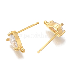 Серьги-гвоздики из латуни с прозрачным кубическим цирконием для женщин&nbsp;LS-EJEW-B107-19G