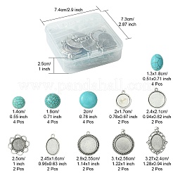 Наборы для изготовления подвесок из синтетического бирюзового и тибетского сплава овальной/полукруглой формы «сделай сам»&nbsp;DIY-FS0006-12