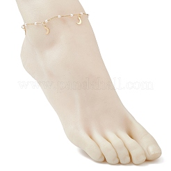 Женские браслеты на ногу из круглой искусственной жемчужины ABS и цепочек с кисточками из нержавеющей стали 304&nbsp;AJEW-AN00738-01