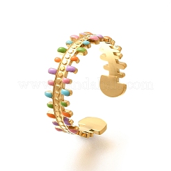 Anillos de puño abiertos de acero inoxidable 304 esmaltados para mujer&nbsp;RJEW-R012-05G