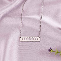 Rectangle en laiton avec pendentif phase de lune avec chaînes forçat pour femme&nbsp;JN1026A