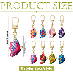 16 шт. 8-цветные литые язычки для застежки-молнии&nbsp;HJEW-DC00091