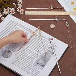 4 шт. 4 стиля сплава палочки для волос фурнитура&nbsp;AJEW-FG0007-35