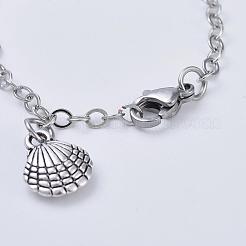 Bracelets avec breloque de coquille en alliage de zinc de style tibétain&nbsp;BJEW-JB04280
