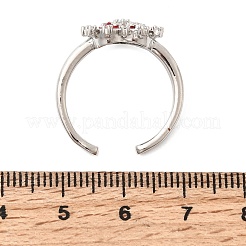 Латунные микропаве кубические цирконии манжеты открытые кольца для женщин&nbsp;RJEW-B160-09P