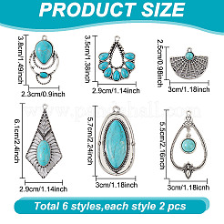 12 шт. 6 стиля подвески из ретро-сплава&nbsp;FIND-GO0001-93