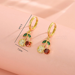 Серьги-кольца с вишней из латуни и кубическим цирконием&nbsp;HQ2807