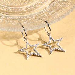 Классические винтажные серебряные серьги с узором в виде звезд из циркония.&nbsp;RV4822-2