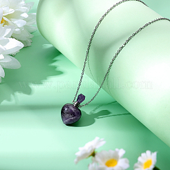 1 colgante de botella de perfume con forma de corazón de piedra preciosa natural.&nbsp;NJEW-PH0001-61C