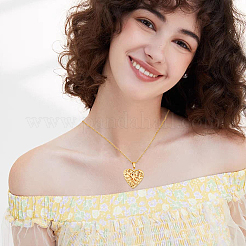 Collane con ciondolo a forma di cuore in acciaio inossidabile 304 per foto&nbsp;NJEW-WH0020-97C