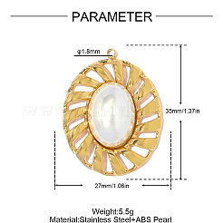 Anhänger aus Edelstahl 304 und ABS-Kunstleder mit Imitationsperlen&nbsp;STAS-OY018-34G