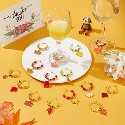 Осенняя тема бокал бокал для вина подвески&nbsp;AJEW-BC00013