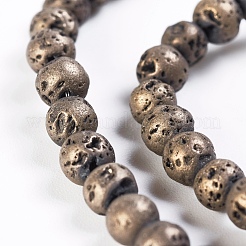 Нити бусин из натуральной лавы с гальваническим покрытием pvd&nbsp;G-P363-A