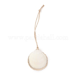 Подвесные украшения из ракушек с гальваническим покрытием&nbsp;HJEW-JM04621