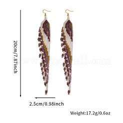 Orecchini pendenti da donna in stile bohémien con lunghe nappe e perline di vetro.&nbsp;LS-IW9172-1
