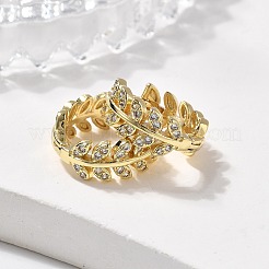 Прозрачные серьги-кольца с листьями кубического циркония&nbsp;LS-EJEW-B013-01