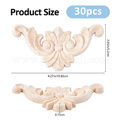 Longue applique en bois sculpté avec fleur centrale&nbsp;AJEW-WH0752-100