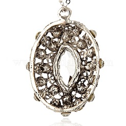 Тибетский стиль сплав горный хрусталь овальные большие кулоны&nbsp;RB-J151-01AS