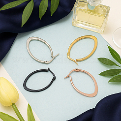 4 пара двухцветных серег-колец из нержавеющей стали&nbsp;EJEW-GO0003-13