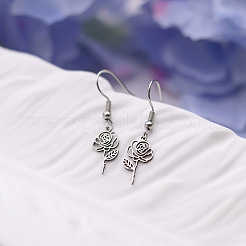 Pendientes colgantes de flores de acero inoxidable 304 para mujer&nbsp;WG1C9A6-02