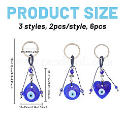 6 шт. 3 стиля лэмпворк-брелки ручной работы от сглаза&nbsp;KEYC-CA00011