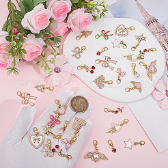 32 pièces 16 styles de décorations de pendentif en alliage d'émail&nbsp;HJEW-ME00081