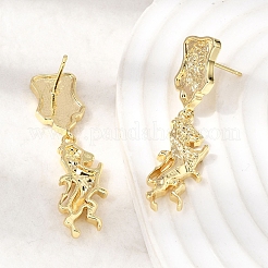 Boucles d'oreilles pendantes en laiton en forme de cheval&nbsp;EJEW-D352-03G-02