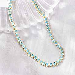 Collares de eslabones de cadena de latón con circonitas cúbicas planas redondas pavé&nbsp;KK-CBA960E-19G