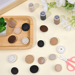 16 шт. 8-цветные пуговицы с 1 отверстиями из искусственной кожи на ножке&nbsp;BUTT-CL0001-04