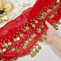 Сплав монета кисточка тканевые цепные ремни для танцовщицы&nbsp;DIY-WH0888-880A