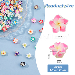 80шт полимерная глина ручной работы 3d цветок плюмерия бусины&nbsp;CLAY-DC0001-14