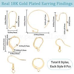 64 шт. 8 стиля: крючки для сережек из нержавеющей стали 304 и латуни&nbsp;DIY-BBC0001-77