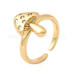 Латунные микропаве прозрачные кубические цирконии регулируемые открытые манжеты кольца для женщин&nbsp;RJEW-I111-06G-02