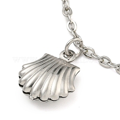 Anlaufbeständige Sommerstrand-Kabelketten aus 304er Edelstahl mit muschelförmigen Bettelarmbändern&nbsp;BJEW-P334-05P