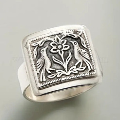 Прямоугольные кольца с узором из птиц и цветов из сплава&nbsp;FS-WGF2270-05