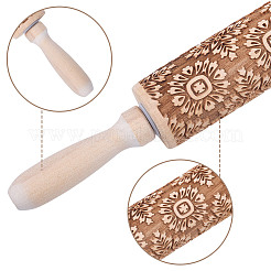 Nudelholz aus Holz mit Blumenmuster&nbsp;AJEW-WH0314-689A
