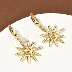 Серьги-кольца из латуни в форме солнца&nbsp;EJEW-C181-11G