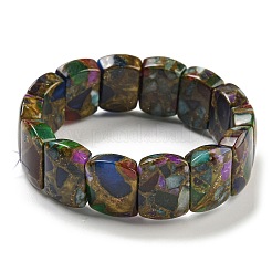 Bracelets extensibles en pierre clinquante synthétique rectangulaire en or&nbsp;G-P549-01B