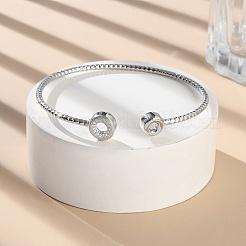Bracelet manchette ouvert en zircone cubique transparente&nbsp;BJEW-G737-01P-02