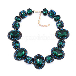 Colliers à maillons ovales en alliage de strass et de verre pour femmes&nbsp;FS-WG2E80C-02