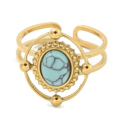 Ионное покрытие (ip) 304 нержавеющая сталь синтетические бирюзовые манжеты кольца&nbsp;G-Z056-04G-05