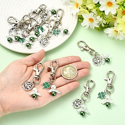 12 шт. подвесные украшения из сплава эмали и стеклянного жемчуга в 2 стилях&nbsp;HJEW-YW00309