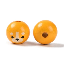 Perles européennes en bois imprimé thèmes animaux&nbsp;WOOD-M013-01A