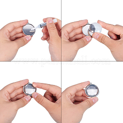 Cabochon-Fassungen für Anhänger aus Edelstahl 304 und klarem halbrundem Glascabochon&nbsp;STAS-X0017-12P-18mm