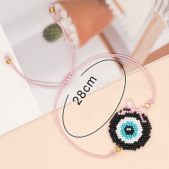 Браслеты в богемном стиле в форме яблока с подвеской в виде сглаза из стеклянных бисерных звеньев.&nbsp;SC9475-2