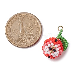 Подвески в виде яблок из стеклянных бусинок ручной работы&nbsp;PALLOY-MZ00397