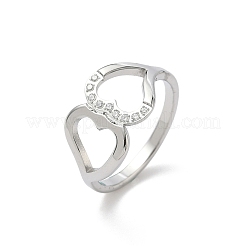 Кольца из нержавеющей стали 304 с кубическим цирконием для женщин&nbsp;RJEW-F189-05P